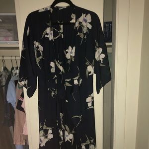 Navy Floral Wrap Dress